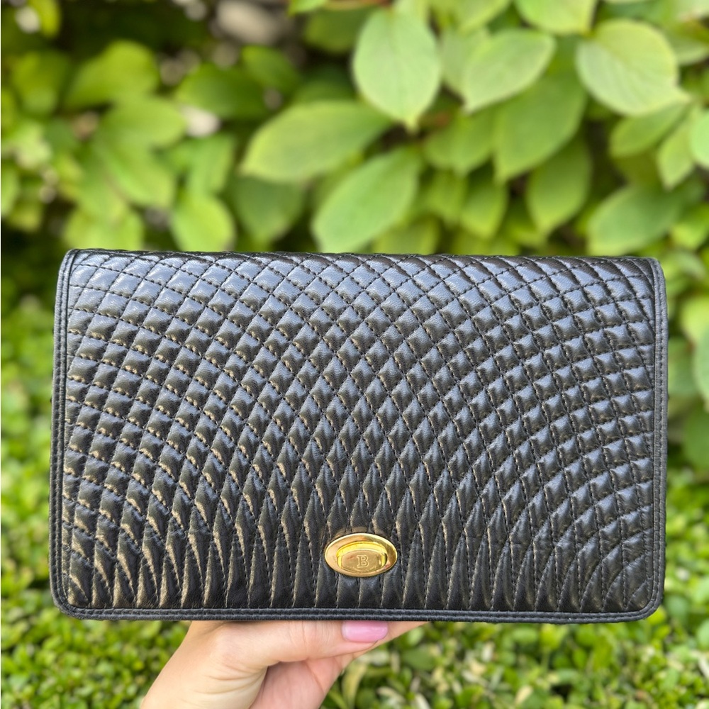 Bally Napa Lambskin Leather Quilted Flap Bag Clutch